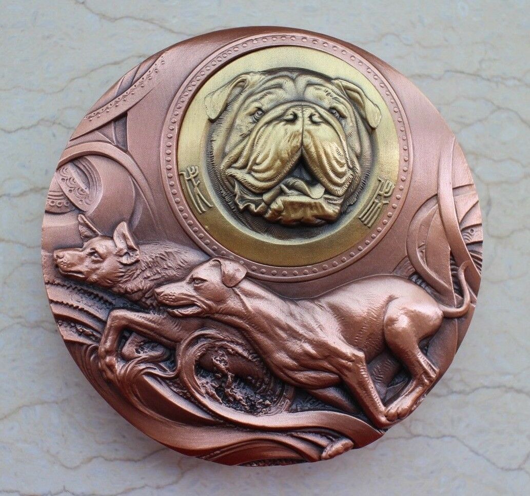 China 2018 Copper and Gold Plated Brass with Enamel Medals - Lunar Year of Dog - Fresh Stock Dated February 2026