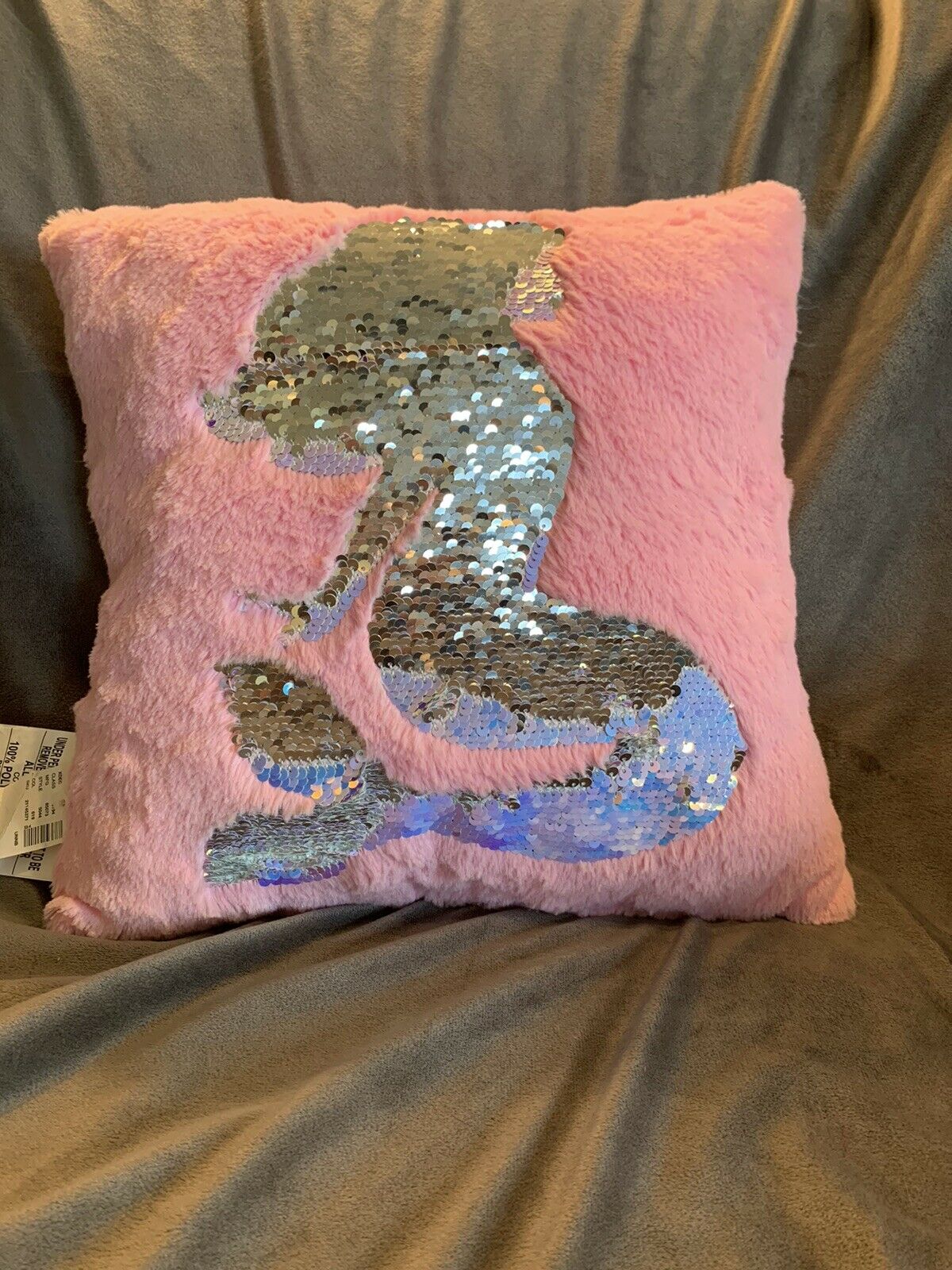 Justice Light Pink With Iridescent Silver Flip Sequin Mermaid Pillow - NWT - Fresh Stock Dated December 2025