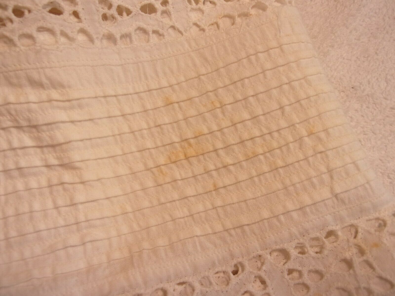 Edwardian Vintage WHITE Cotton PETTICOAT SLIP/SKIRT EYELET LACE  ANTIQUE 34W 34L - Fresh Stock Dated March 2026
