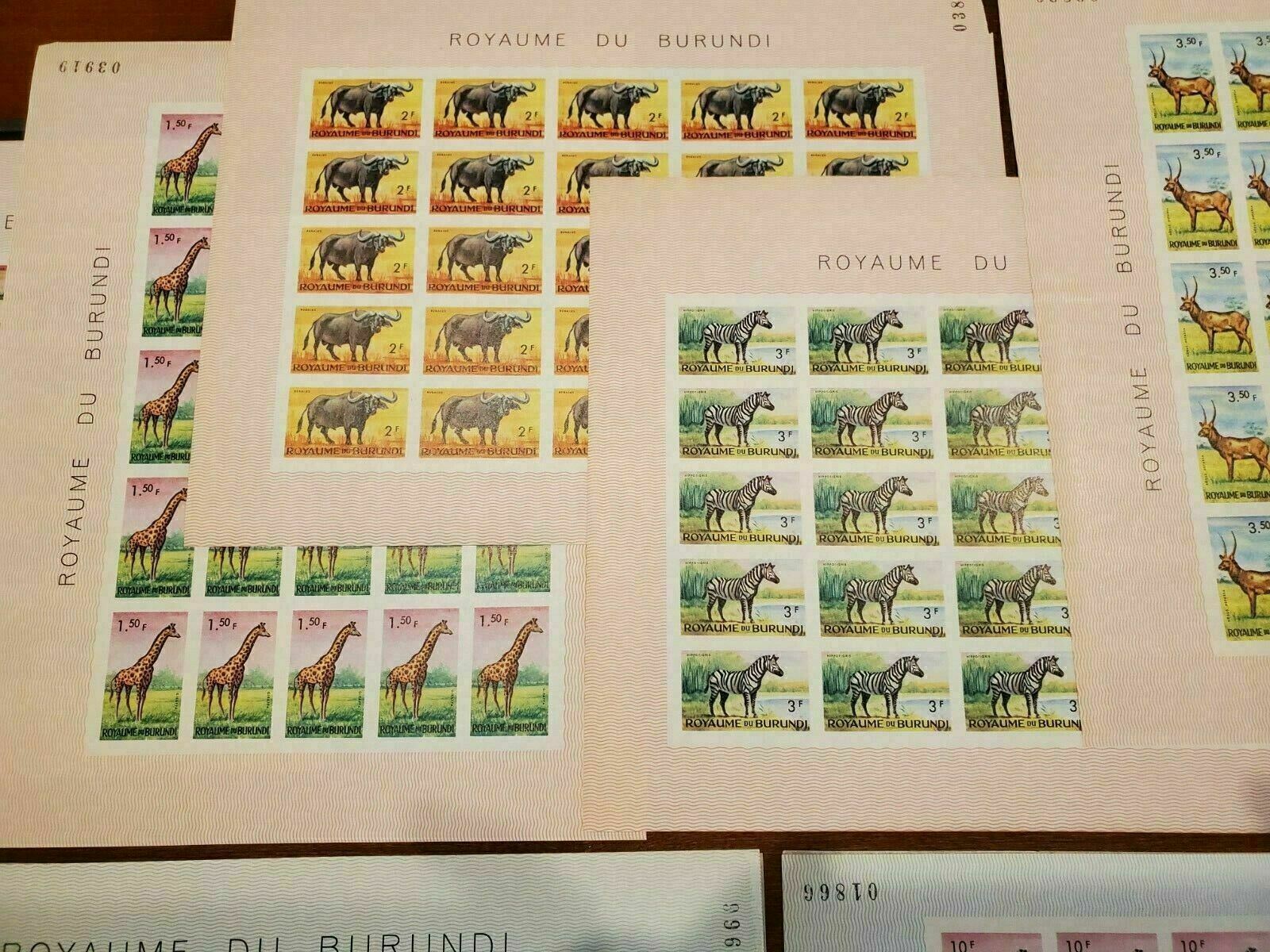 Burundi #73-84 IMPERF Showpieces! MNH FULL UNCUT SHEETS OF 25!!!! - Fresh Stock Dated December 2025