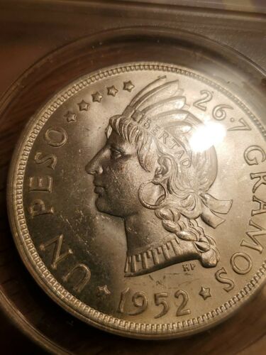 1952 Un Peso Dominican Republic MS63 Anacs - Fresh Stock Dated December 2025
