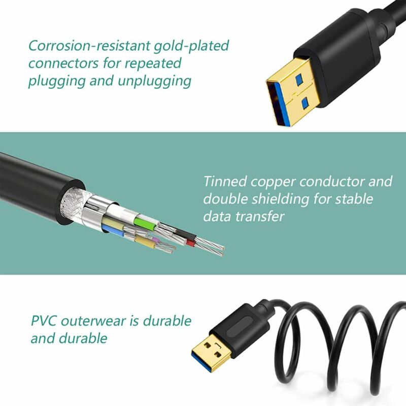 USB 3.0 Male to Cable 3Ft,Tan QY Cord 3Ft - Fresh Stock Dated February 2026