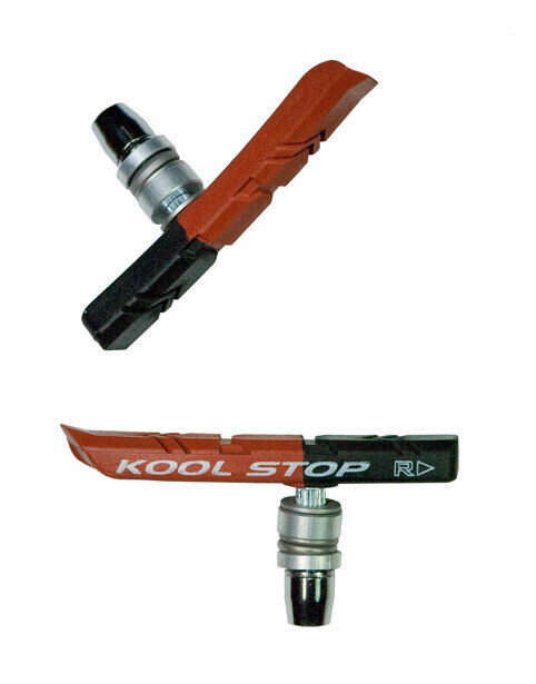 Kool Stop BMX Bike Threaded Brake Pads for V-Brakes (Salmon / Black) - One Pair - Fresh Stock Dated February 2026