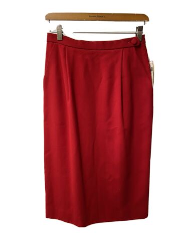 VINTAGE NEW Evan Picone Red Pencil 100% Wool Skirt ILGWU USA NWT New Old Stock - Fresh Stock Dated March 2026