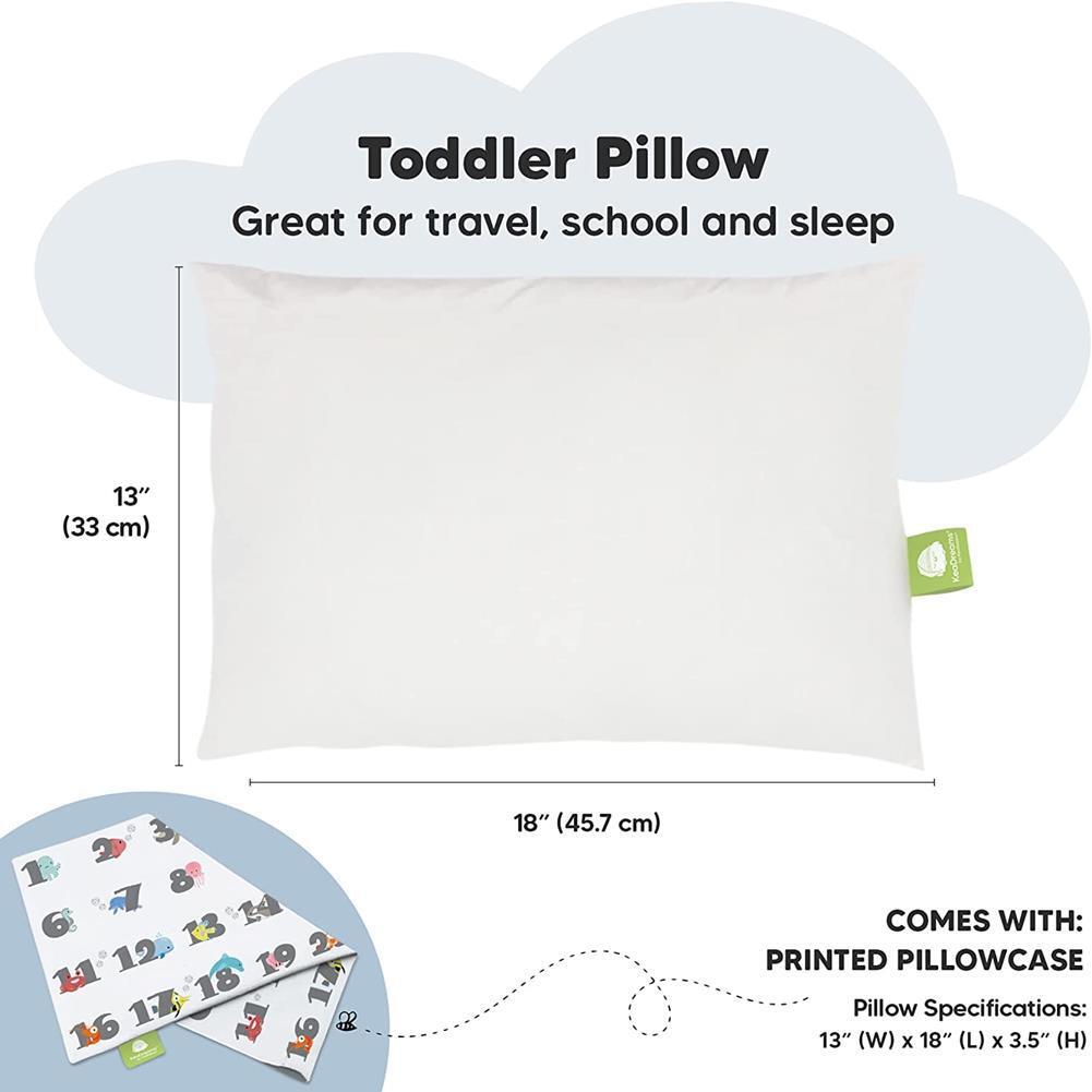 Toddler Pillow with Pillowcase - 13x18 My Little Dreamy Pillow - Organic Cotton - Fresh Stock Dated February 2026