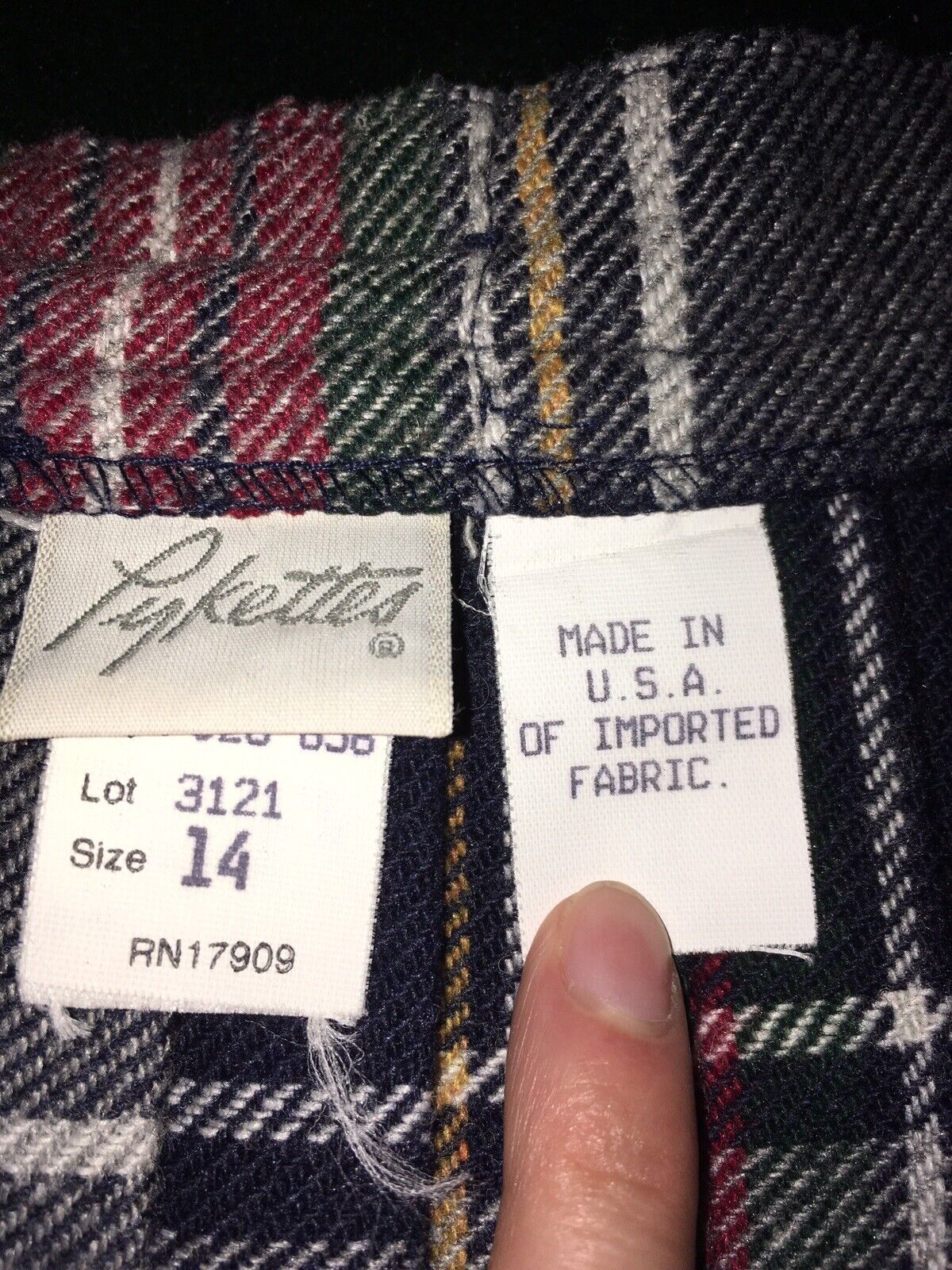 Vintage Pykettes Pleated Plaid Wool Blend Midi Skirt - Fresh Stock Dated March 2026