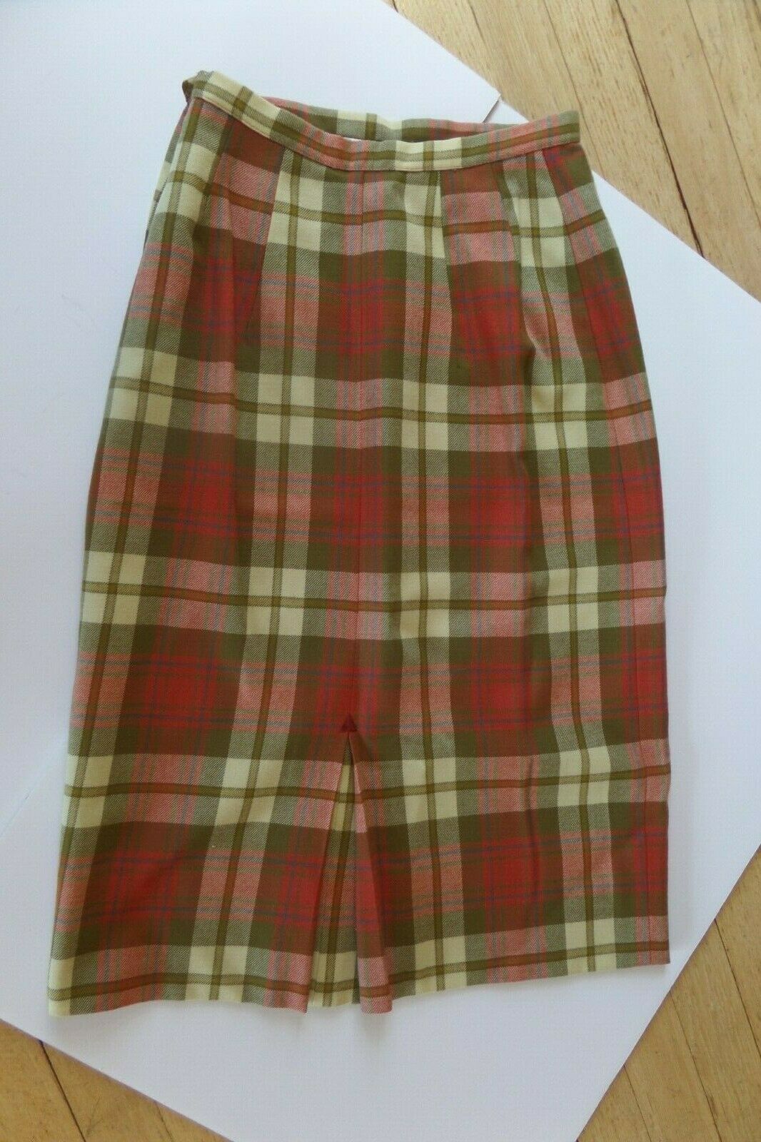 Vintage 50s 60s Evan Picone Kelita Plaid Pencil Skirt Pinup Kick Pleat XS Lot - Fresh Stock Dated March 2026