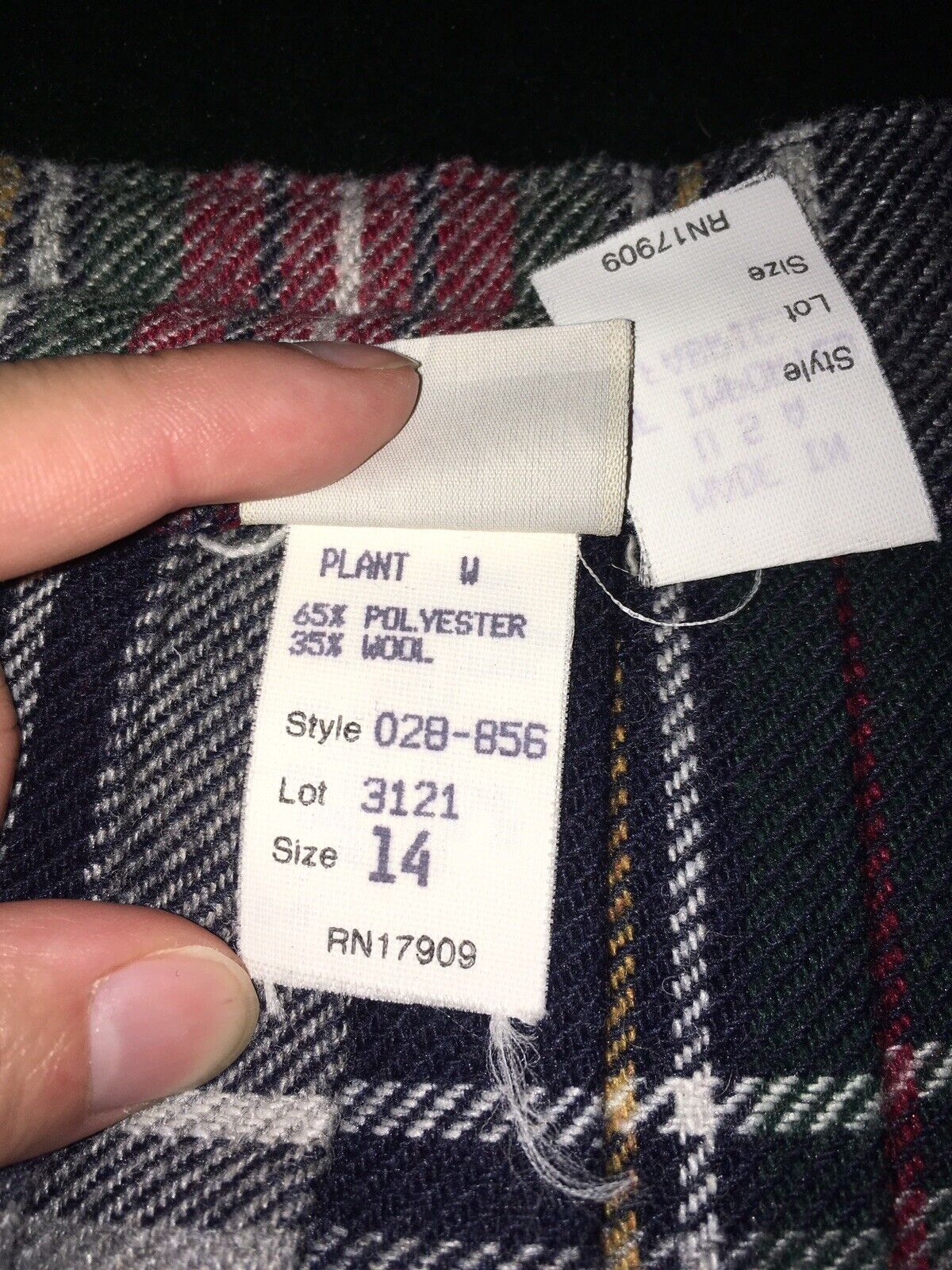 Vintage Pykettes Pleated Plaid Wool Blend Midi Skirt - Fresh Stock Dated March 2026