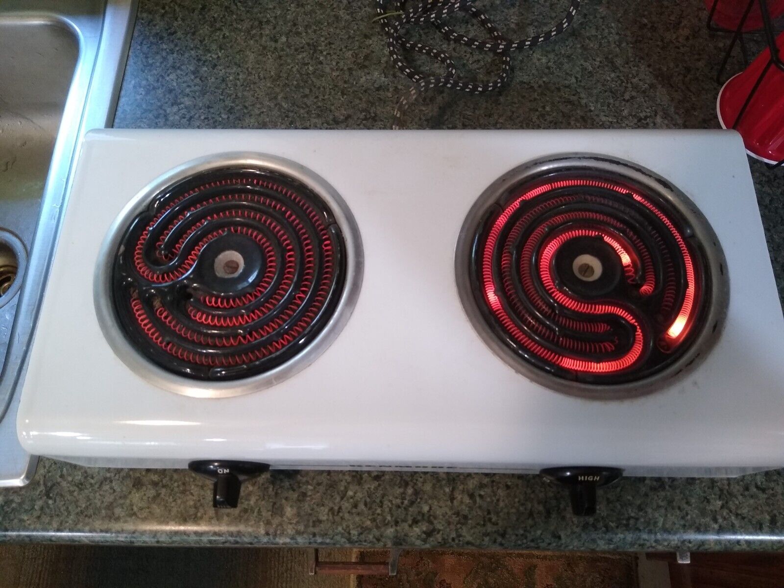 Vintage Sears KENMORE Two Burner Stove Hot Plate White Enamel Working - Fresh Stock Dated February 2026