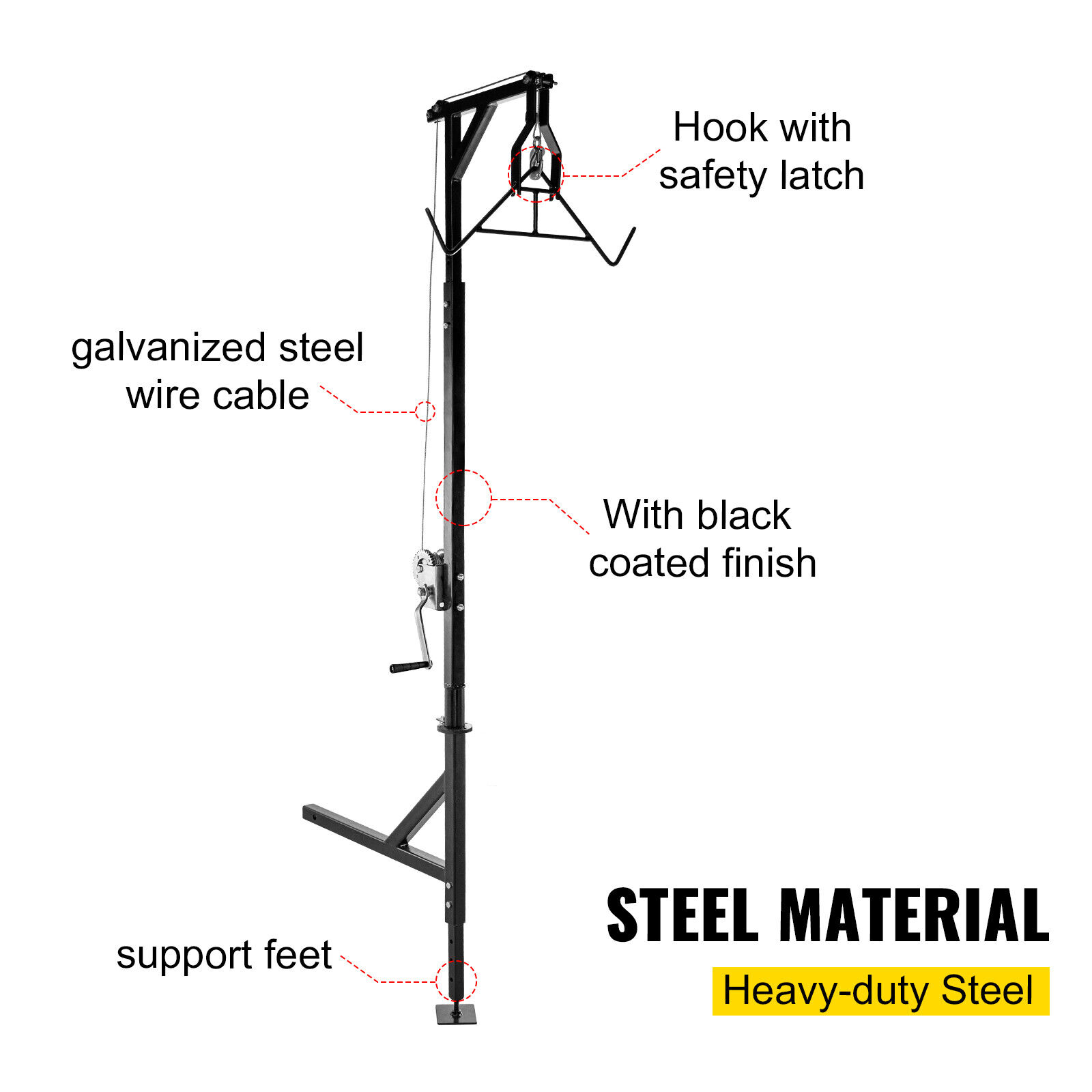 VEVOR Hitch Mounted Deer Hoist Hitch Game Hoist 400lbs Winch Swivel w/ Gambrel - Fresh Stock Dated February 2026