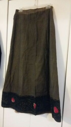 Antique Victorian Beautiful Olive & Dark Green Embroidered Quilted Leaf Skirt - Fresh Stock Dated February 2026