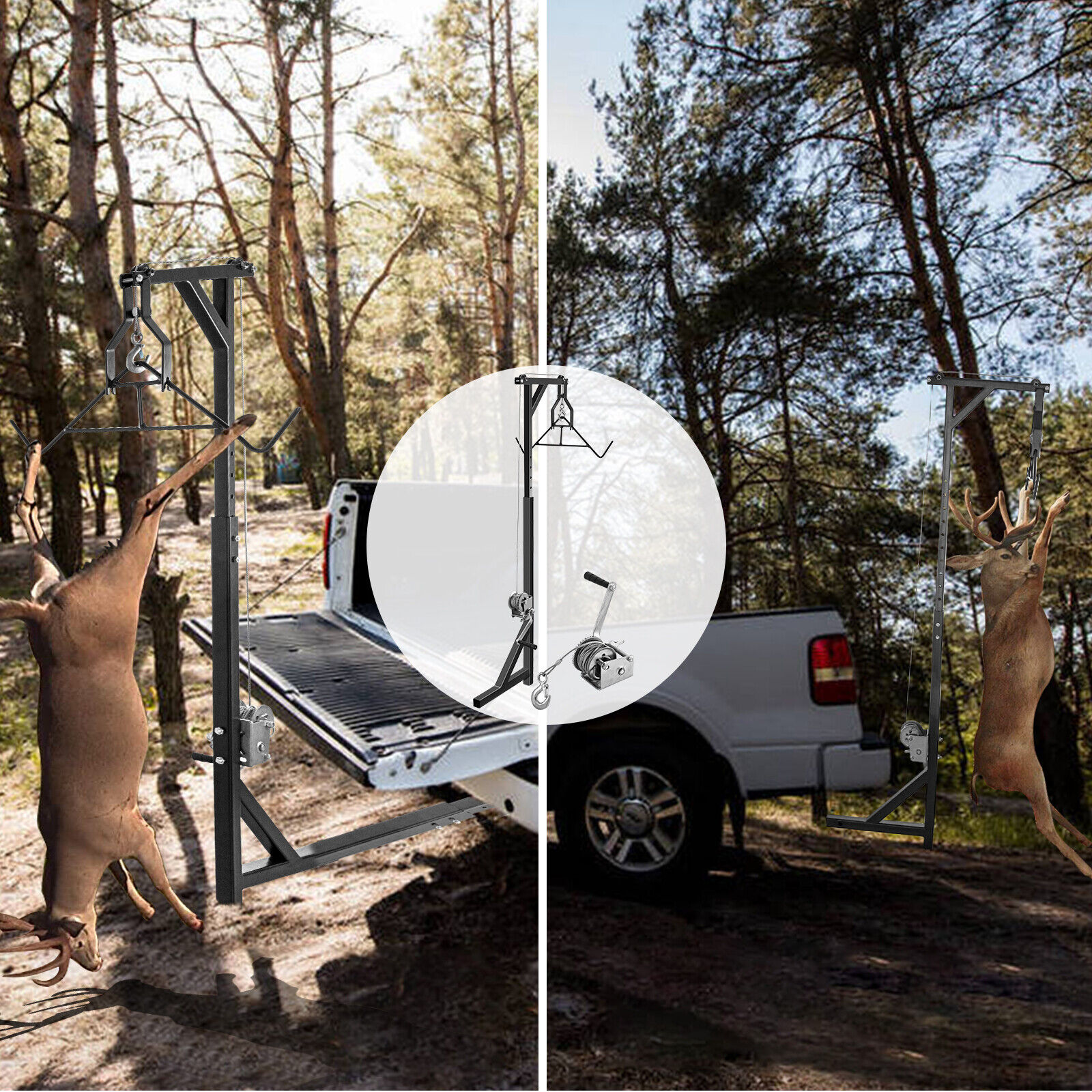 VEVOR Hitch Mounted Deer Hoist Hitch Game Hoist 400lbs Winch Swivel w/ Gambrel - Fresh Stock Dated February 2026