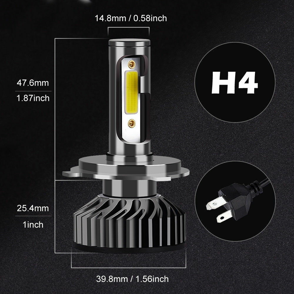 2pcs H4 9003 LED Headlight Bulbs Kit 6000K White High Low Beam Replace Halogen - Fresh Stock Dated February 2026