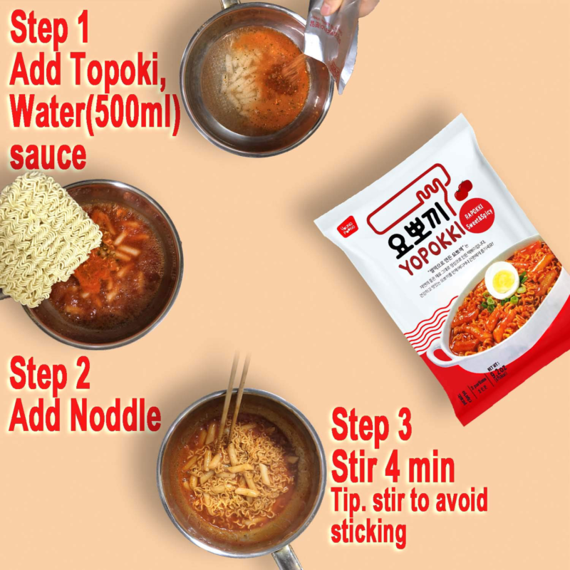 Yopokki Sweet Spicy Rabokki With 4 Yopokki Chopsticks (2 pack) Ramen Noddle rice - Fresh Stock Dated December 2025