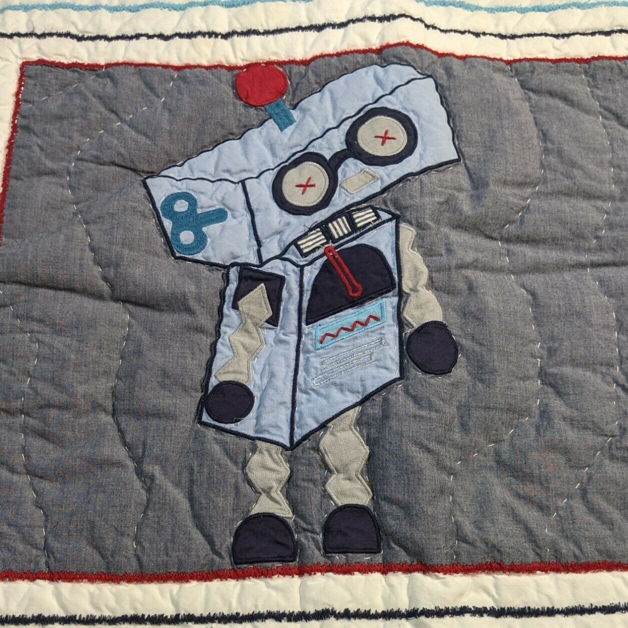 Pottery Barn Kids Quilted Robot Sham Standard Sham And Euro Sham - Fresh Stock Dated January 2026