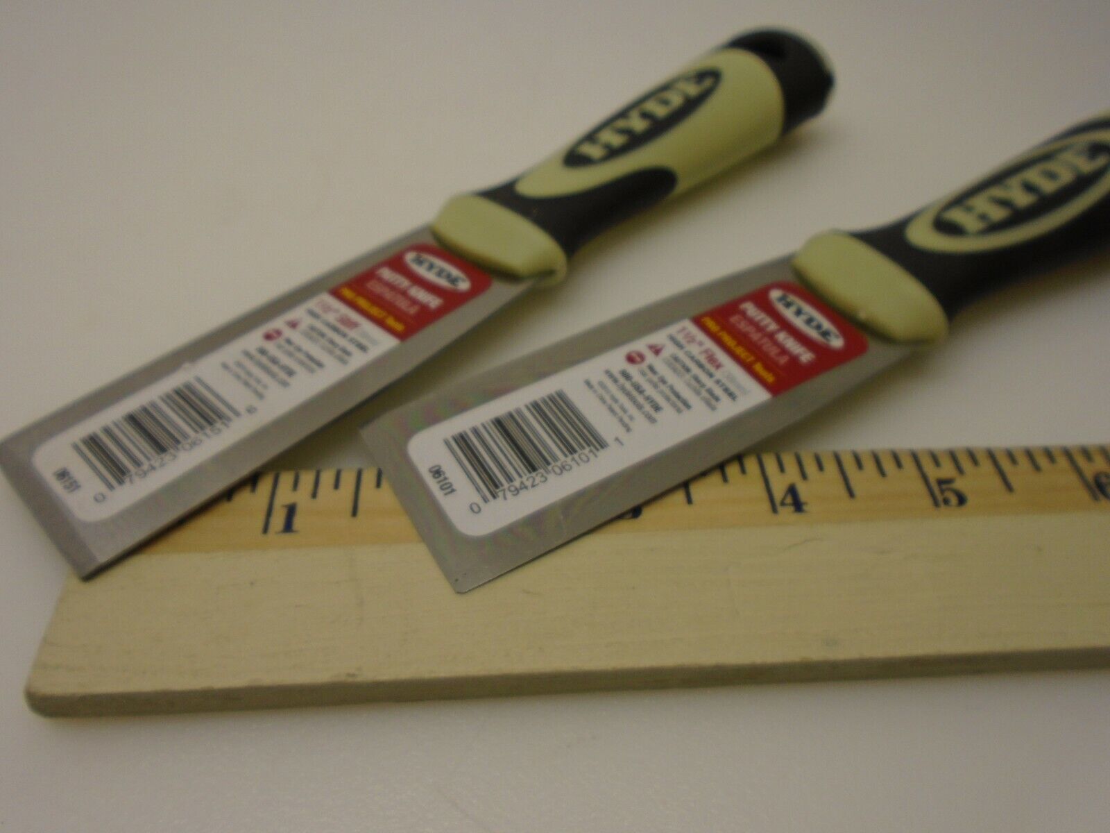 Hyde USA Pro Project Lot (2) 1.5 inch Putty Knives Flex & Stiff Carbon Steel New - Fresh Stock Dated February 2026