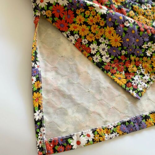 Vintage 60s Flower Power Floral Mod Hippie Quilted Long Skirt Flower Psychedelic - Fresh Stock Dated February 2026