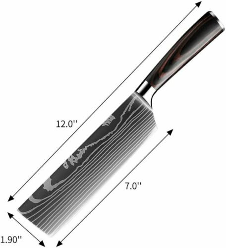7'' Stainless Kitchen Knife Cleaver Steel Japanese Damascus Style Chef's Knife - Fresh Stock Dated December 2025
