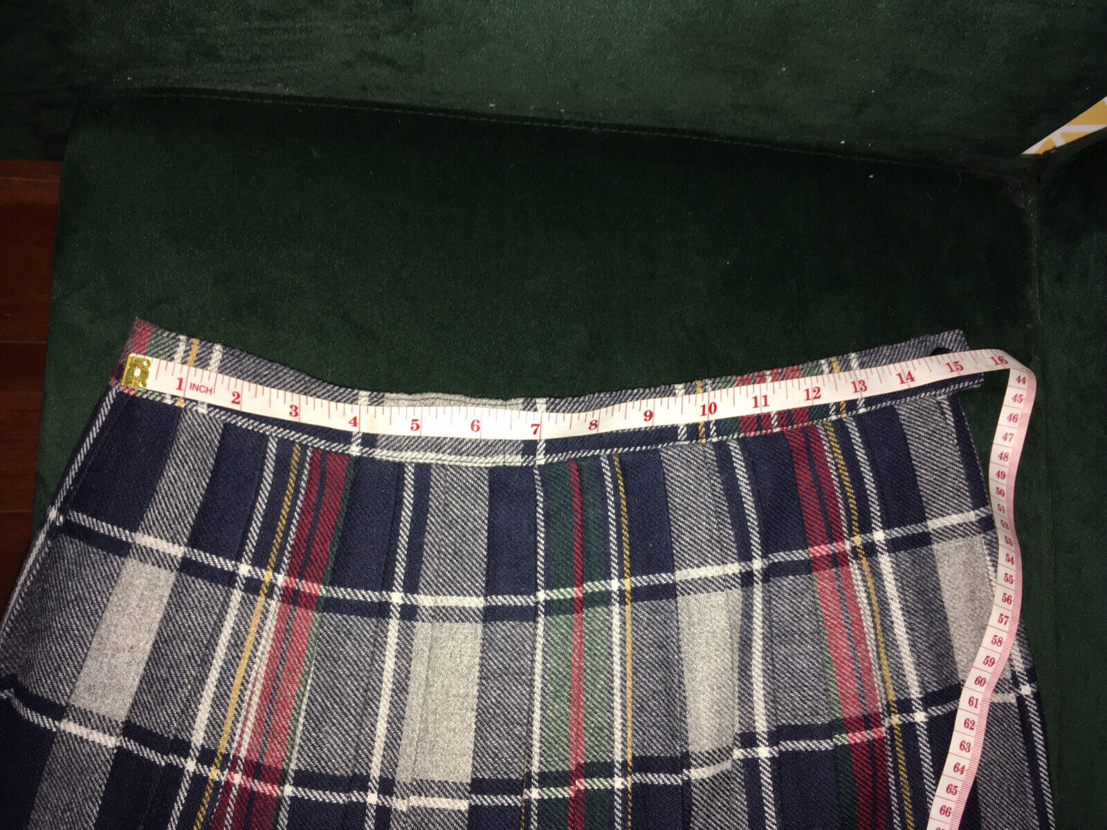 Vintage Pykettes Pleated Plaid Wool Blend Midi Skirt - Fresh Stock Dated March 2026