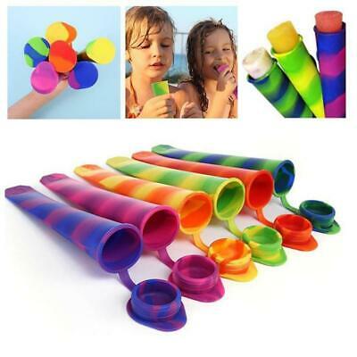 Set of 6 Silicone Ice Cream Mold Popsicle Holder Ice-Pop Sleeves Freezer Kitchen - Fresh Stock Dated March 2026
