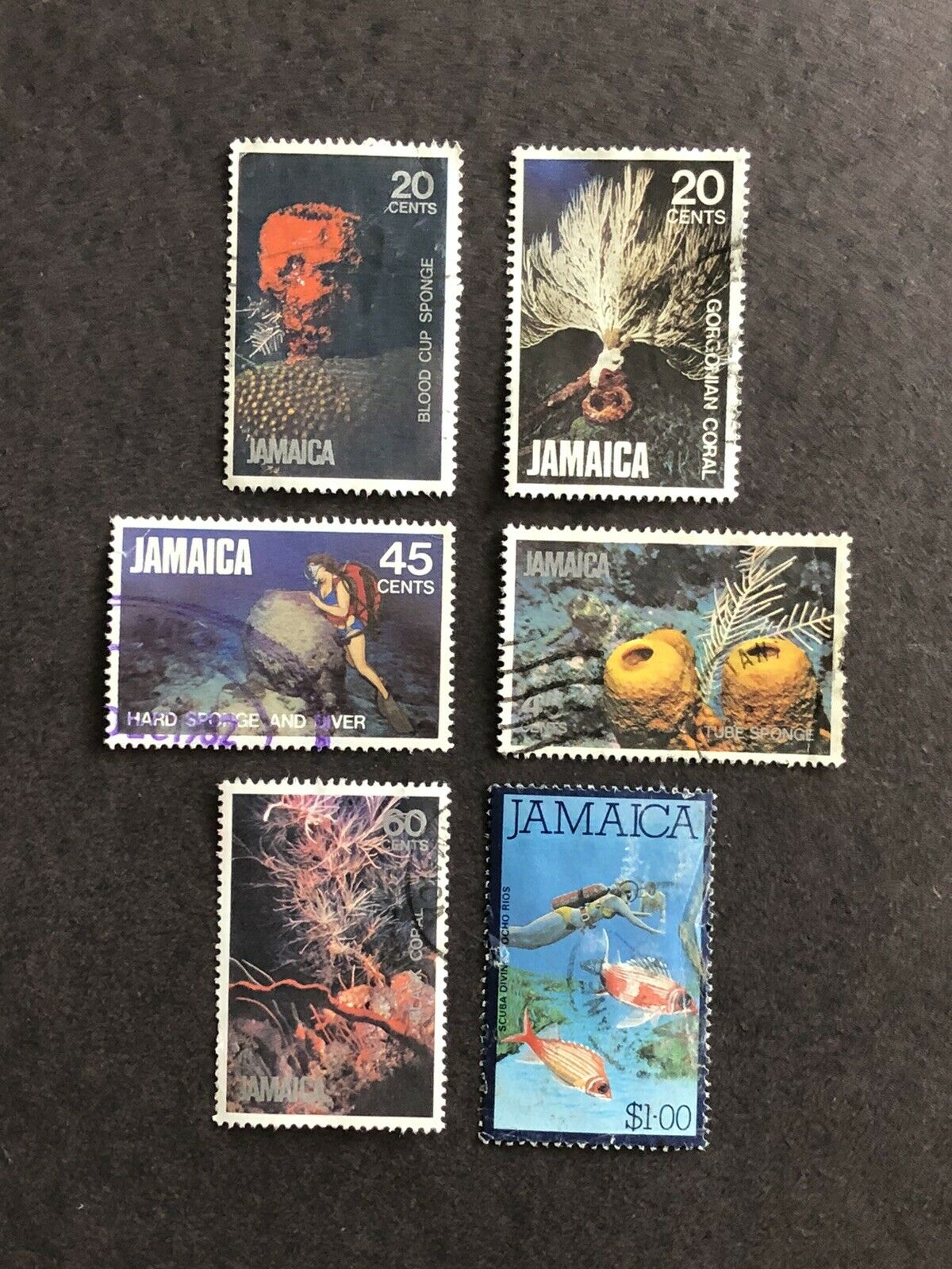 40 YEAR OLD JAMAICAN STAMPS 🇯🇲 UNDERWATER MARINE LIFE: DIVING CORAL SPONGES - Fresh Stock Dated February 2026