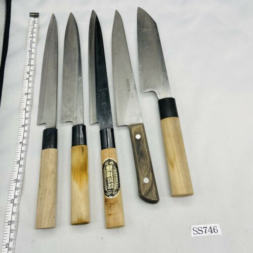Damaged Lot of Five Japanese Chef's Kitchen Knives Yanagiba Gyuto Japan SS746 - Fresh Stock Dated December 2025
