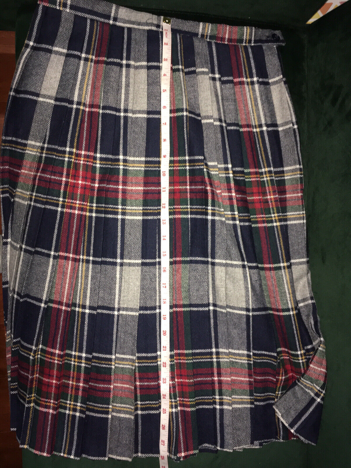 Vintage Pykettes Pleated Plaid Wool Blend Midi Skirt - Fresh Stock Dated March 2026