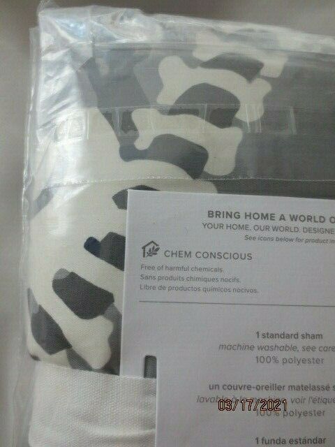 Pottery Barn Kids DINOSAUR Glow in the Dark Dino Bones Dream Puff STND Sham NIP - Fresh Stock Dated December 2025