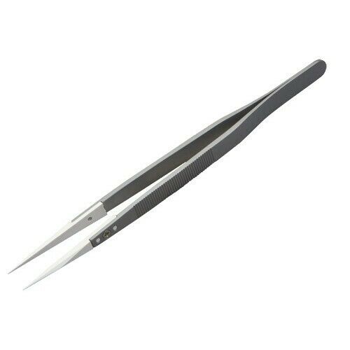 White Steel Tweezer with Pointed Plastic Tip for Changing Watch Battery Hobby - Fresh Stock Dated February 2026