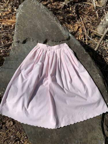 Vintage Cordell Trading Skirt 1980s Light Pink Cotton With White Embroidery - Fresh Stock Dated February 2026