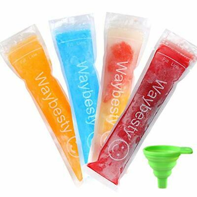 Disposable Ice Popsicle Molds Pop Bags Pouch with Zip Seals & Funnel 150 Pcs DIY - Fresh Stock Dated December 2025