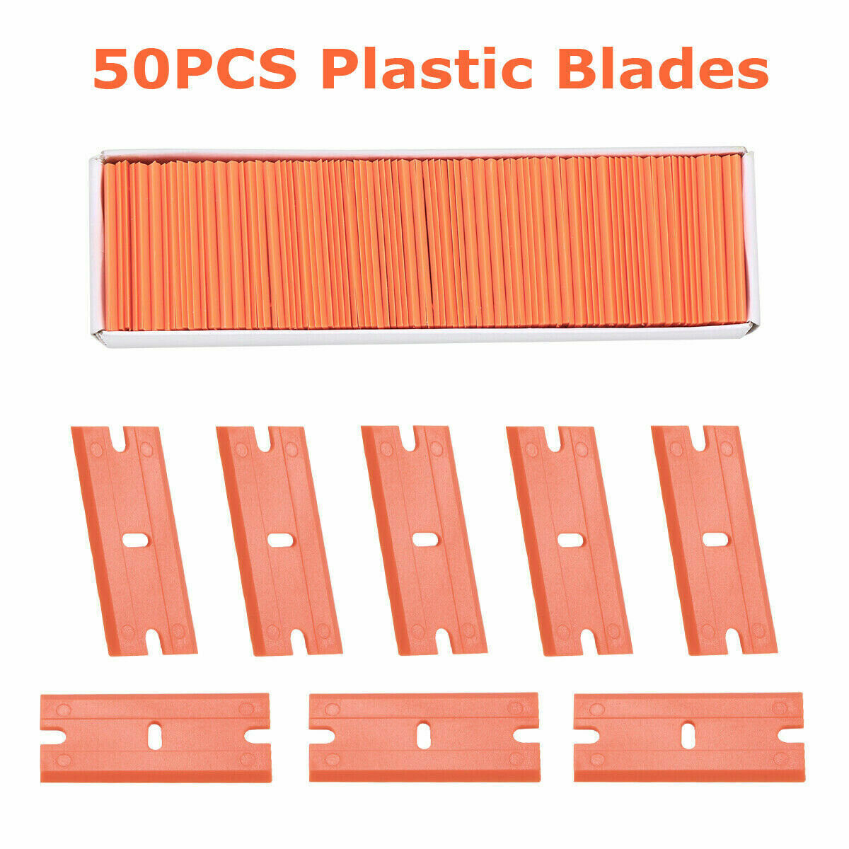 50 Pcs Plastic Razor Blades + 1 Razor Scraper Double Edged Sticker Removal Tool - Fresh Stock Dated February 2026