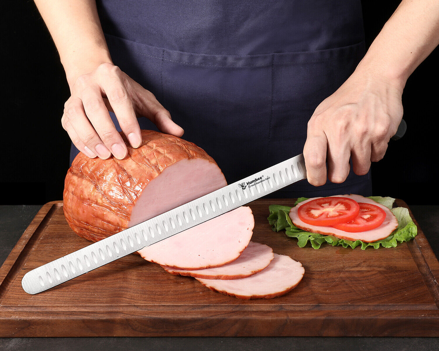 Humbee Chef Stainless Steel Granton Edge Carving Knife - Fresh Stock Dated February 2026