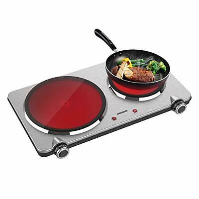 Portable Ceramic Infrared Cooktop, Double Infrared Burner for Cooking, 1800W - Fresh Stock Dated December 2025