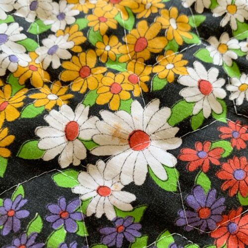Vintage 60s Flower Power Floral Mod Hippie Quilted Long Skirt Flower Psychedelic - Fresh Stock Dated February 2026
