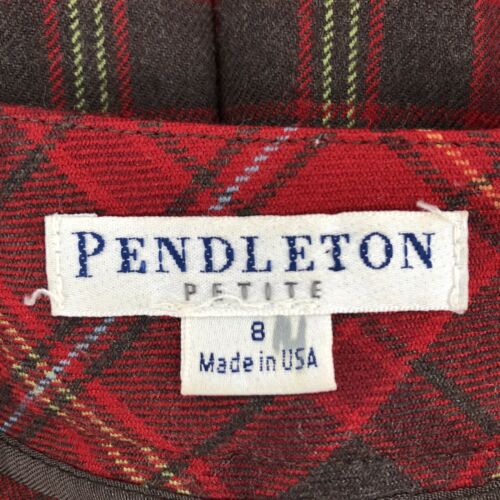 Vintage Pendleton 100% Virgin Wool Red Gray Plaid Pleated Skirt Size 8 Petite - Fresh Stock Dated February 2026