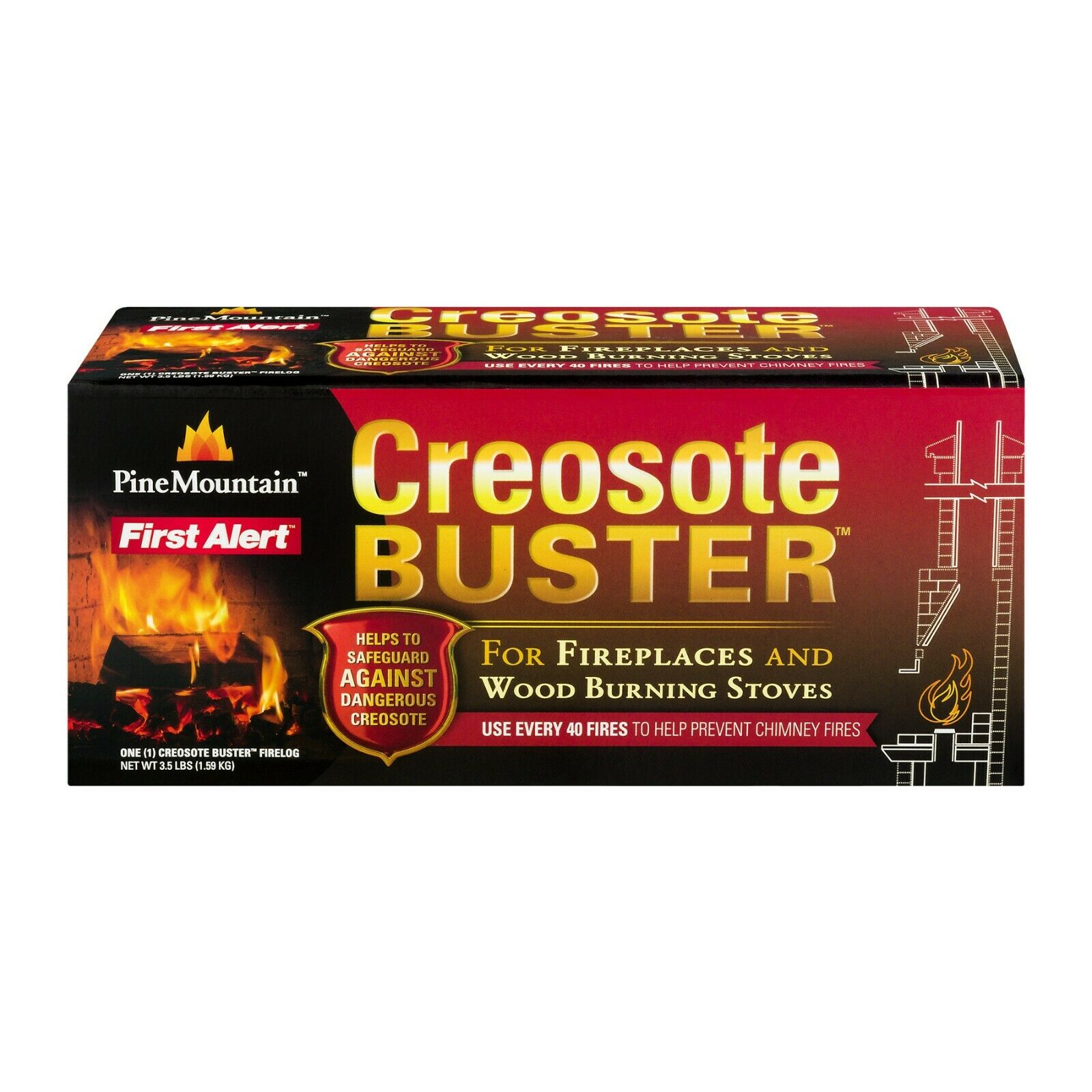 Pine Mountain Creosote Buster Firelog Single Pack to Reduce Risk of Chimney Fire - Fresh Stock Dated December 2025