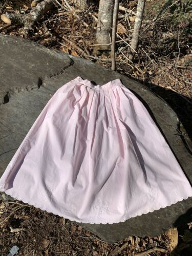 Vintage Cordell Trading Skirt 1980s Light Pink Cotton With White Embroidery - Fresh Stock Dated February 2026