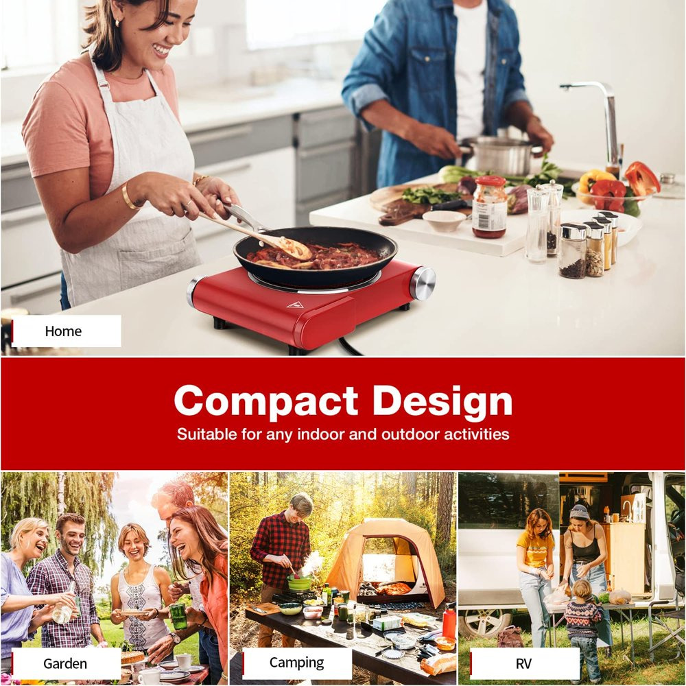 Estufa Electrica Individual Portatil 1200W 1 Quemador Placa Ceramica de Cocina - Fresh Stock Dated February 2026