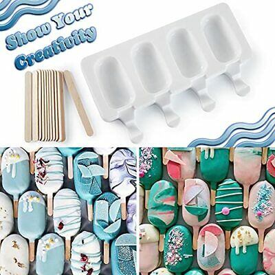 Popsicle Molds, 2 Pack Cake Pop Molds Silicone, 4 Cavities Homemade Cakesicle 5 - Fresh Stock Dated February 2026