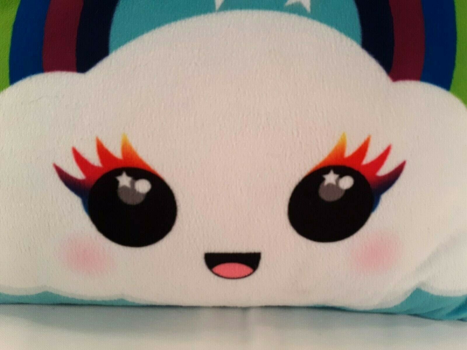 Kids Bright Plush Soft Fleece Rainbow and Cloud Pillow 12 x 13 inches Aqua - Fresh Stock Dated December 2025