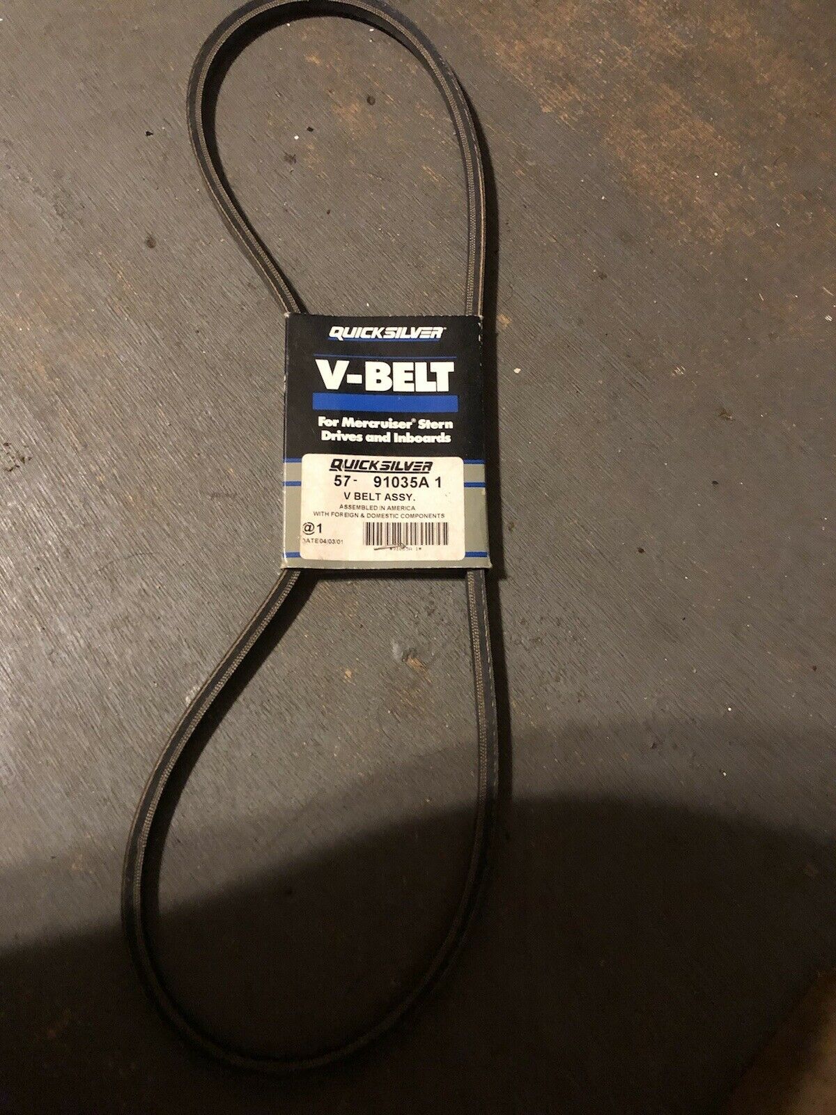 Mercruiser v belt 57 91035A 1 free shipping! NEW! genuine Quicksilver - Fresh Stock Dated February 2026