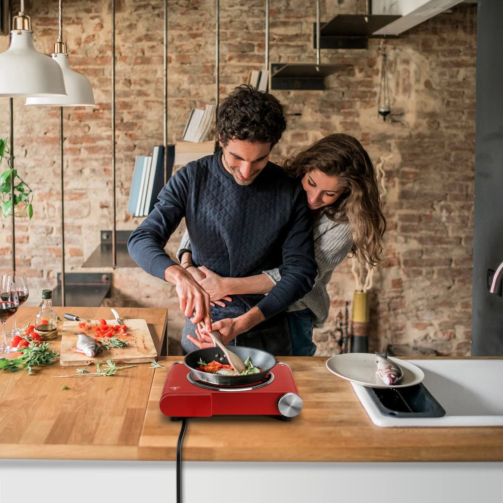 Estufa Electrica Individual Portatil 1200W 1 Quemador Placa Ceramica de Cocina - Fresh Stock Dated February 2026