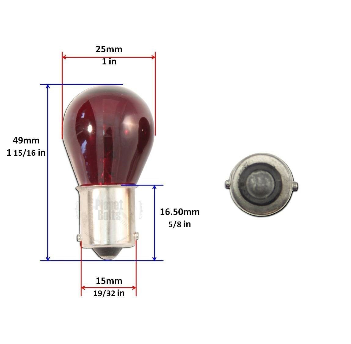 Red 4x Light Bulb Turn Signal Blinker Single Filament Glass 1156 BA15S 21W - Fresh Stock Dated February 2026