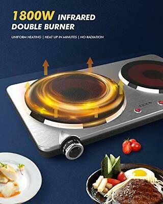 Portable Ceramic Infrared Cooktop, Double Infrared Burner for Cooking, 1800W - Fresh Stock Dated December 2025