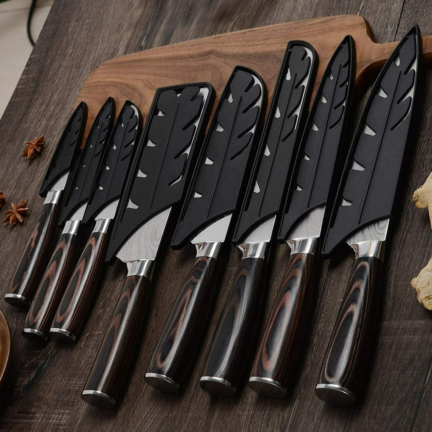 Pro Kitchen Knives Set Stainless Damascus Chef Knife Cleaver Chopping Meat Fruit - Fresh Stock Dated December 2025