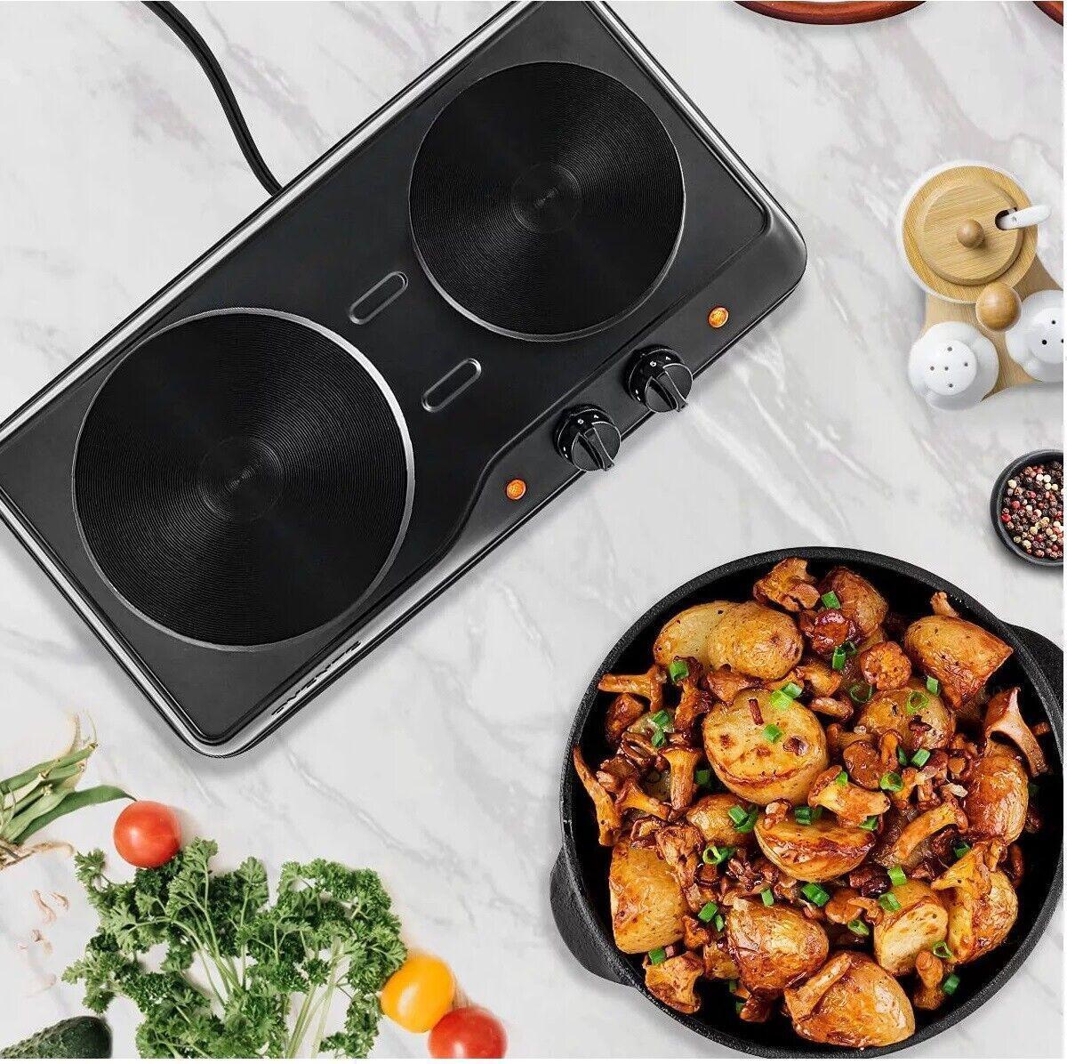 Portable Countertop Electric Stove Double Burner Cast Iron Hot Plate Cooktop New - Fresh Stock Dated February 2026