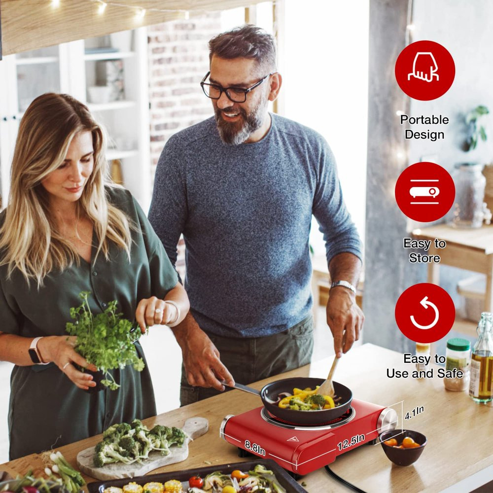 Estufa Electrica Individual Portatil 1200W 1 Quemador Placa Ceramica de Cocina - Fresh Stock Dated February 2026