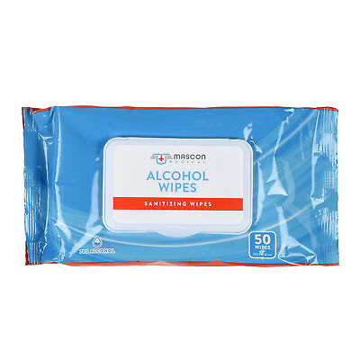 Mascon Advanced 75% Alcohol ethyl Sanitizer Wipes 48 Packs of 50 (2400 Wipes) - Fresh Stock Dated February 2026