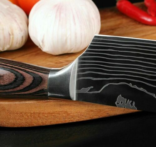 7'' Stainless Kitchen Knife Cleaver Steel Japanese Damascus Style Chef's Knife - Fresh Stock Dated December 2025
